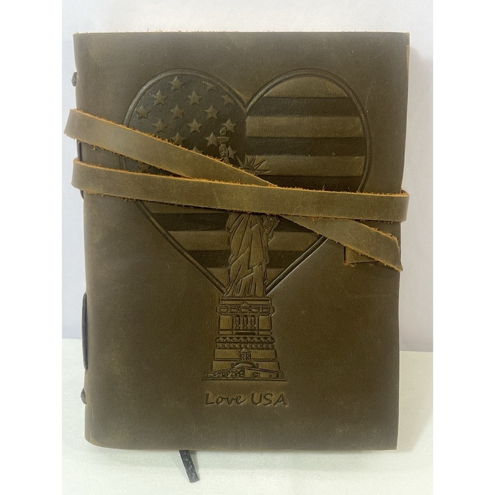leather Bound Journal For Men And Womes, Handmade Patriotic With LOVE USA